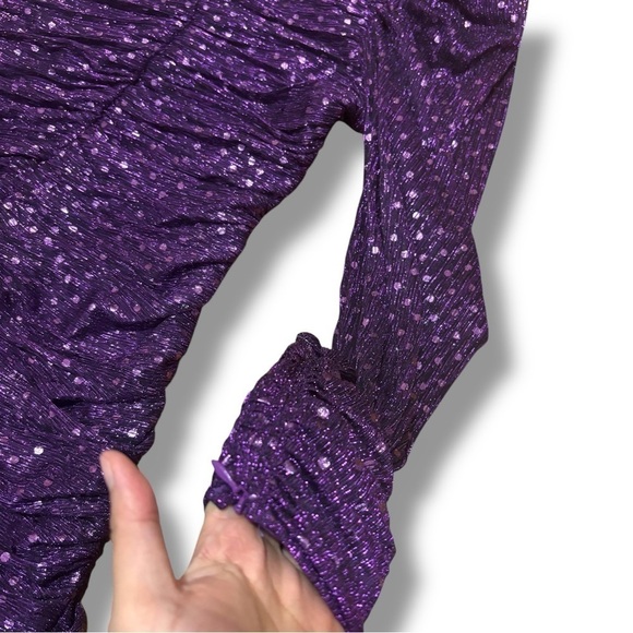 NWT For Love & Lemons Purple Sparkly 80s Inspired La Villette Mini Dress Medium - Picture 5 of 14
